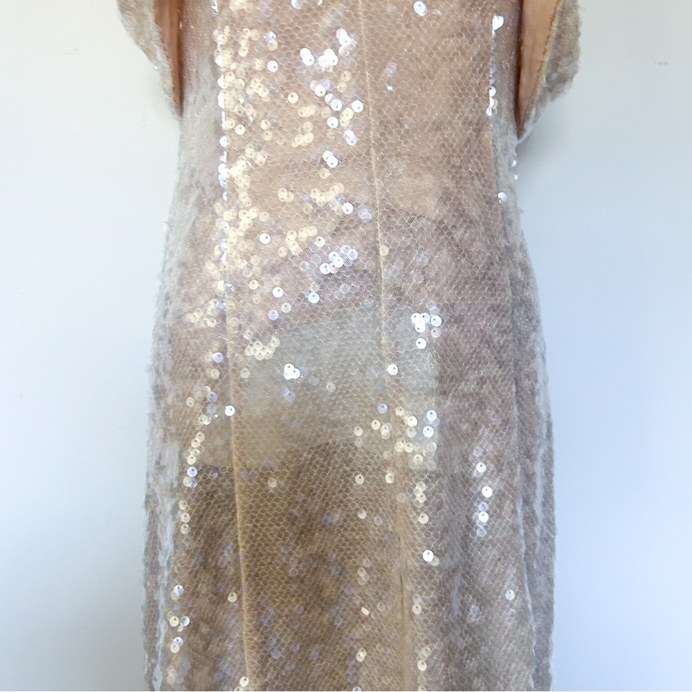 Self-Portrait Gold Sequin Off Shoulder Midi Dress Size 6 NWT Formal Party - Picture 5 of 11